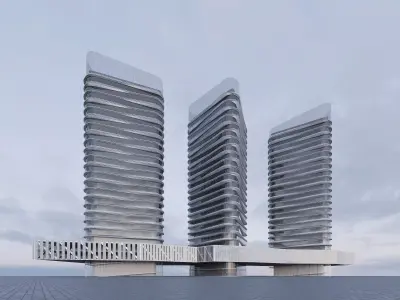 mixed use modern building 3D model