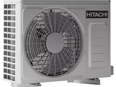 Hitachi air conditioner outdoor unit Low-poly 3D model