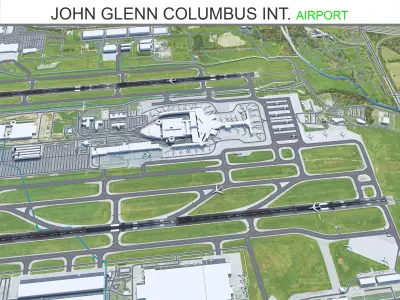 John Glenn Columbus International Airport 10km Low-poly 3D model