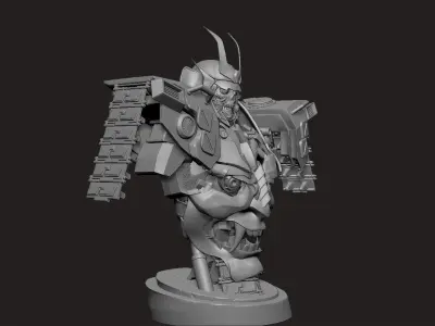 mecha robot samurai torso statue 3D print model