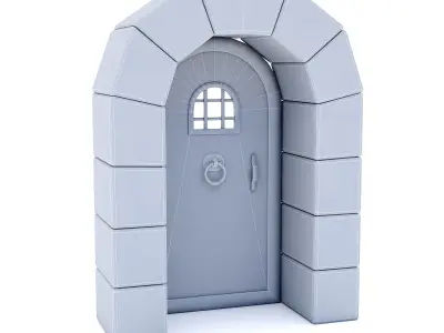 old castle gate model Low-poly 3D model