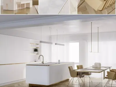 Modern interior scene 02 - kitchen 3D model