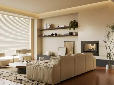 Modern living room 3D model 3D model