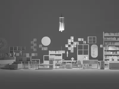 59 Moderne home furniture Pack Low-poly 3D model