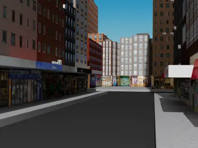 City Downtown Skyscraper Low-poly 3D model