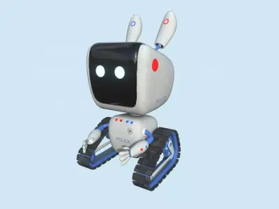 Cute Robot 09 - -Police Bot - Character SciFi Design Low-poly 3D model