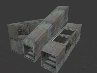 Three stairs components Free low-poly 3D model