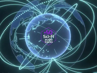 Animated Hologram Planet Earth No 4 With 50 Sci-Fi Music Tracks Low-poly 3D model