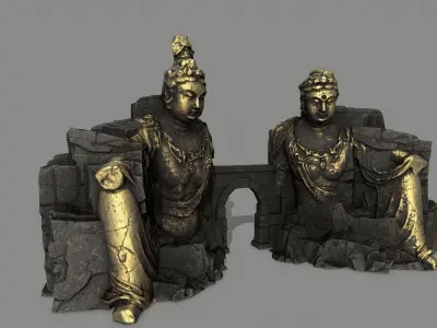 rocks buddha gate  Low-poly 3D model