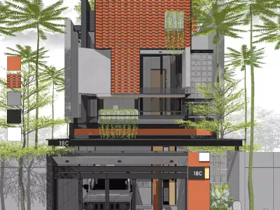 3D Model Modern Minimalist House Contemporary Style 3D model