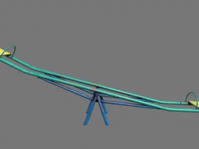 Old SeeSaw Low-poly 3D model