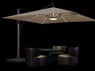 sunshade outdoor umbrella with table and chairs 3D model