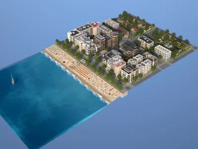 Beach Town Low-poly 3D model