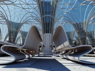 Modern Train  Station Interior 3D model