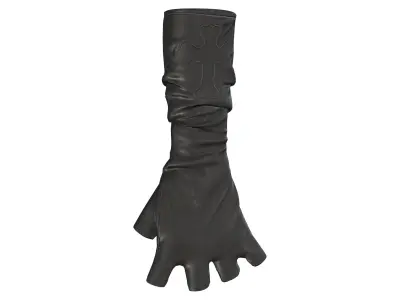 Black Leather Fingerless Gloves Low-poly 3D model