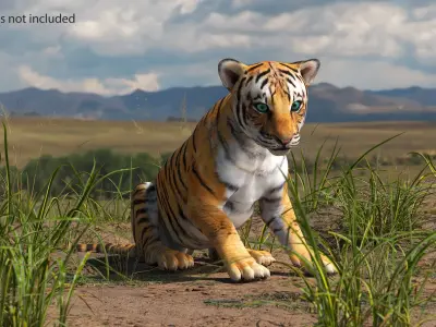  Tiger Cub Rigged for Cinema 4D 