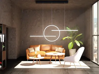 Hanging Circle Light Low-poly 3D model