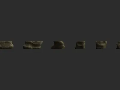 Short Flat Rocks - Dirt Low-poly 3D model