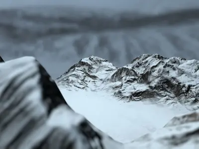 Snowy Mountain Terrain Low-poly 3D model