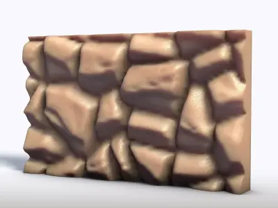 Stone Block Wall Bas Relief Panel -3D Model 3D print model