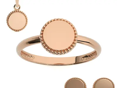 Round Light wt Plain Gold Earrings Studs 3dm stl ply glb gltf  3D Model Pack