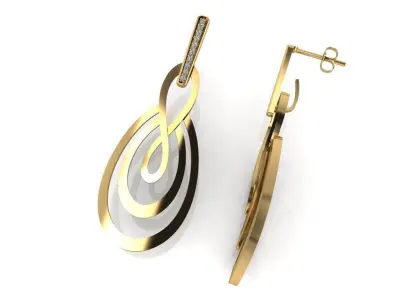 Jewelry ring and earring set 3D print model