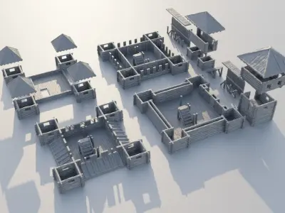 Small Wooden Fort Tabletop Terrain 28 mm 3D print model