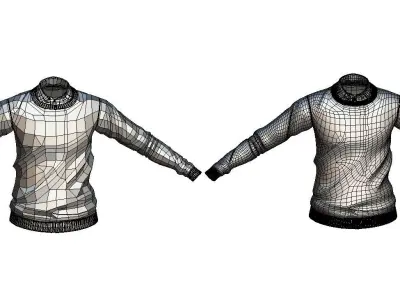 Cartoon High Poly Subdivision Knitted Sweater Low-poly 3D model