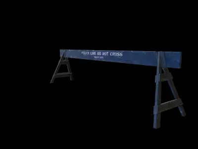 Police Barrier Road Block  Low-poly 3D model