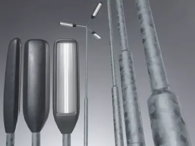 Street Light 3 Galvanized F3 M1 K0 4500 mm Low-poly 3D model