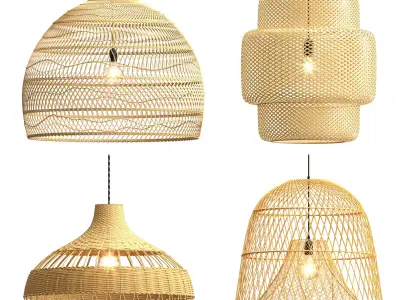 Collection rattan pendant lights 3D model