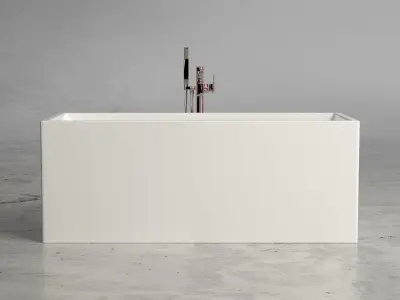 Freestanding  rectangle bathtub with floor-mounted tap 8 3D model