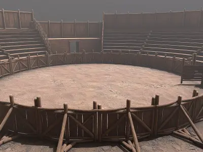 Medieval Wooden Fight Arena PBR Low-poly 3D model