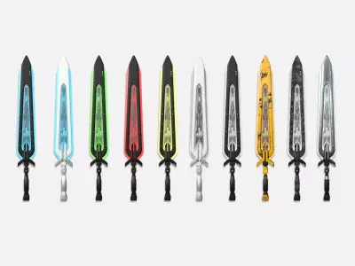 10 SciFi Sword B Collection - Sci Fi Weapon Design 3D Model Pack