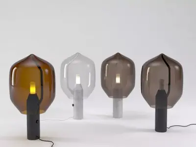 Lighthouse table lamp made of glass and metal 3D model