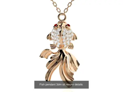 10 Diamond Fish  Charm Pendant Necklace  3D Model Pack