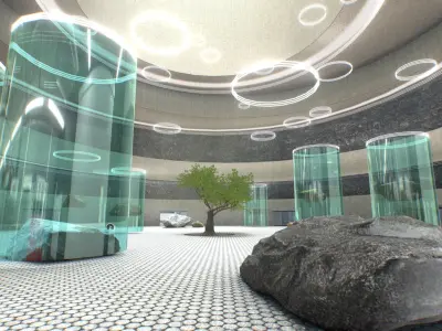 G0009 Virtual-Reality Art Gallery Circles 3D model