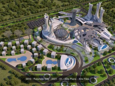 6 Full Scenes - Futuristic City-Island - Bundle 3D Model Pack