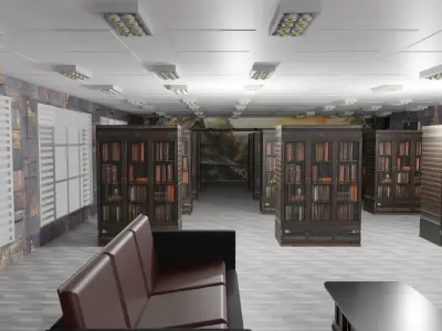 Library Interior Low-poly 3D model