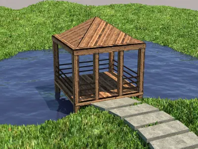 wooden gazebo Free 3D model