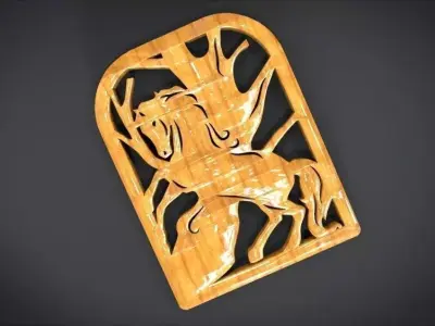 Window ventilation ornaments with horse motifs Low-poly 3D model