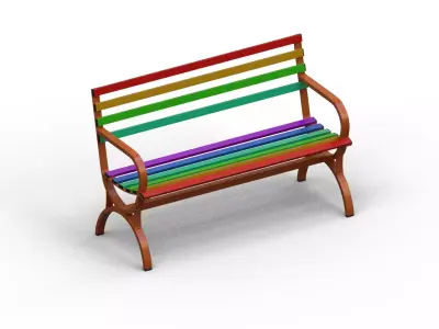 Street Bench Low-poly 3D model