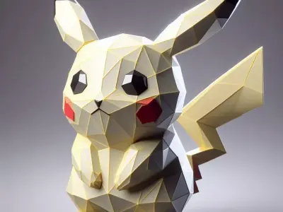 High Poly Pikachu Sculpture 3D print model