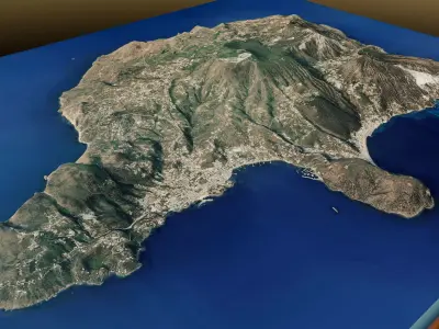 Lipari island 3d model terrain Low-poly 3D model