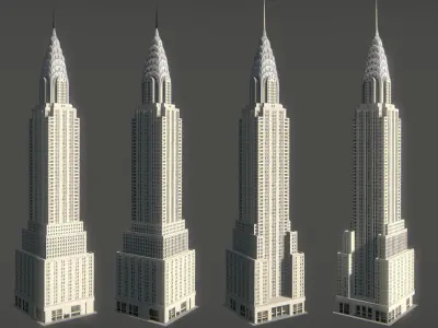 Skyscrapers collection tall building Low-poly 3D model