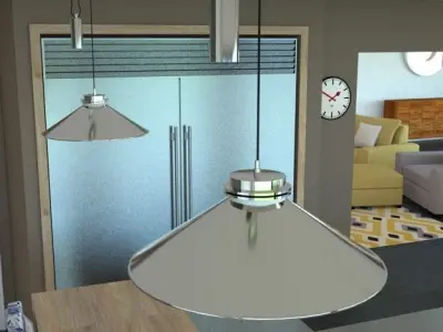 adjustable silver pendant light 70cm  Low-poly 3D model