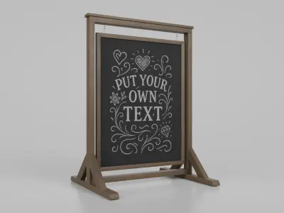 Customizable Double Sided Swinging Wooden Chalkboard Sign Low-poly 3D model