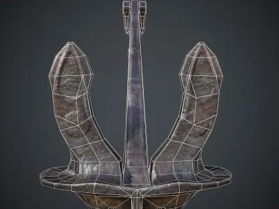 Archor model anchor with chain Low-poly 3D model