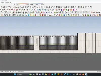 Gate house with boundary wall 3d model 3D model