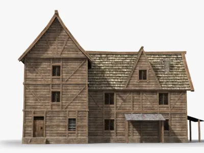 Medieval house x23 Low-poly 3D model